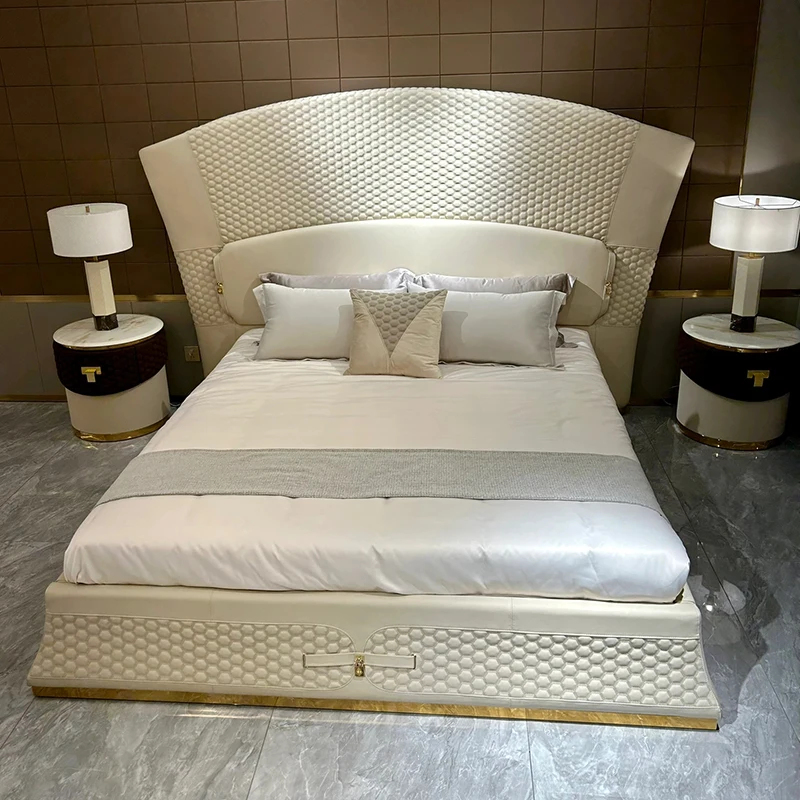 Для RIKKASI Высококачественные современные наборы мебели для спальни Роскошные бежевые кожаные кровати королевского размера
Для RIKKASI Высококачественные современные наборы мебели для спальни Роскошные бежевые кожаные кровати королевского размера