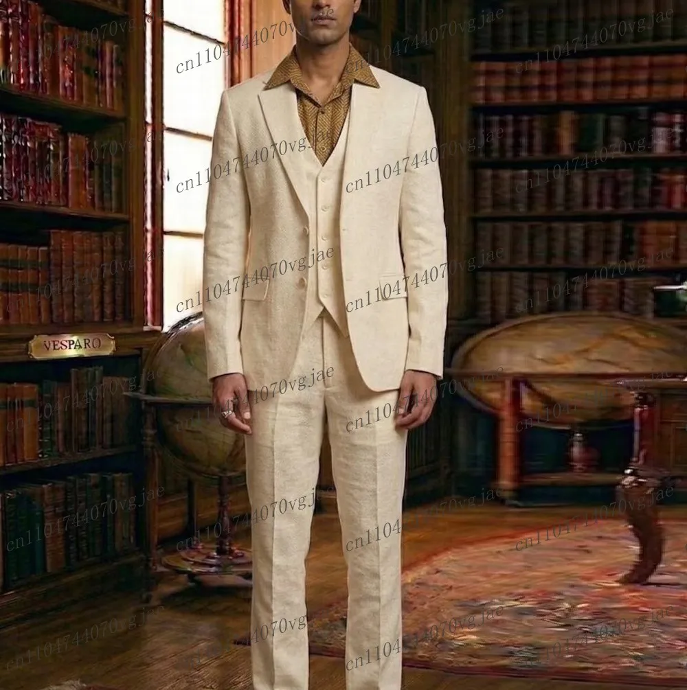 New Breathable Linen Summer Ivory Men Suit Formal Wedding Party Groom Business Male Tuxedos 3 Piece Set Jacket Vest Pants
New Breathable Linen Summer Ivory Men Suit Formal Wedding Party Groom Business Male Tuxedos 3 Piece Set Jacket Vest Pants