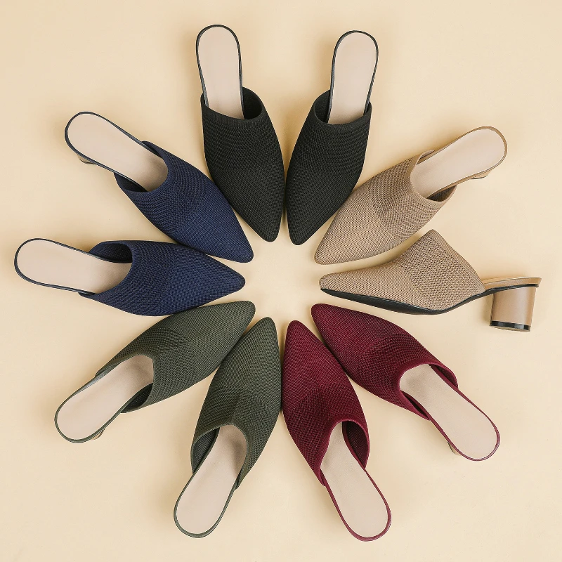 Pointy Toe Womens Multi Color Knit Mules Pointed Toe Slip On Block Heel Backless Shoes For Casual And Office Comfortable Simple
Pointy Toe Womens Multi Color Knit Mules Pointed Toe Slip On Block Heel Backless Shoes For Casual And Office Comfortable Simple