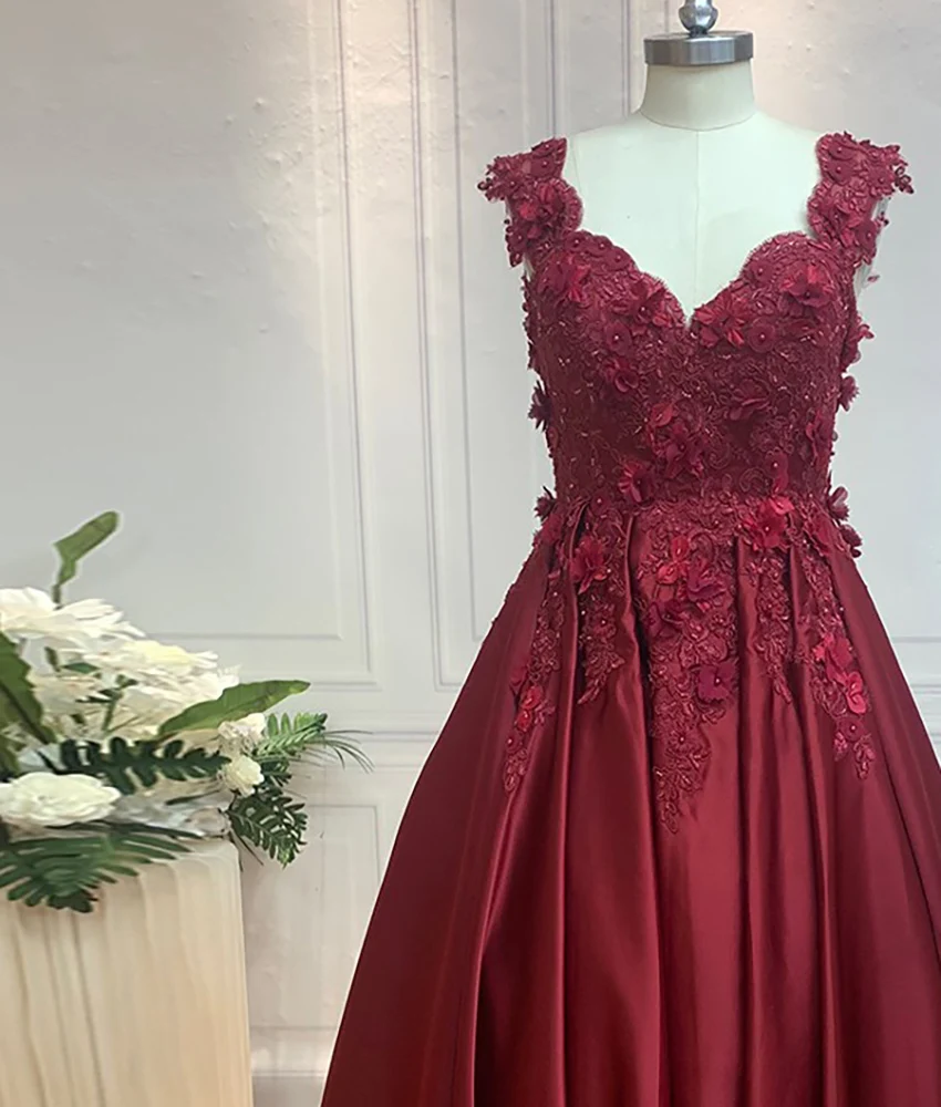 Customized Classic Satin A-Line Spaghetti Straps Appliques Pearls 3D Flowers Evening Dress High Quality V-Neck Party Gowns
Customized Classic Satin A-Line Spaghetti Straps Appliques Pearls 3D Flowers Evening Dress High Quality V-Neck Party Gowns