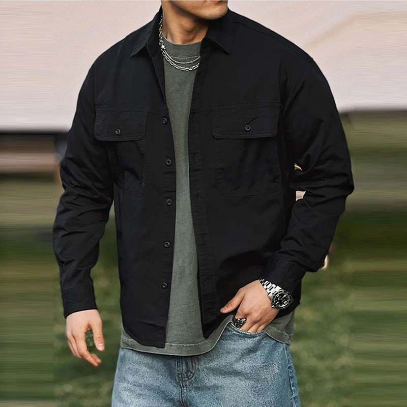 Japanese Fashion High Quality Cargo Shirt Loose Harajuku Long Sleeve Spring Autumn Retro Casual Coat Men Clothing Black Tops
Japanese Fashion High Quality Cargo Shirt Loose Harajuku Long Sleeve Spring Autumn Retro Casual Coat Men Clothing Black Tops