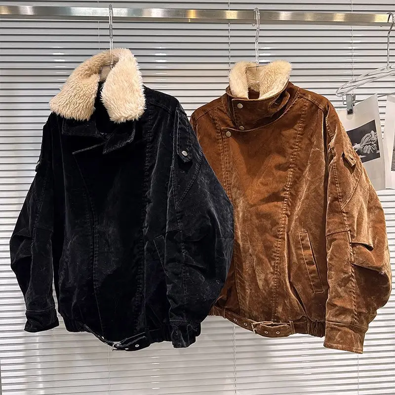 Winter new American style retro fleece collar with warm and loose cotton jacket women fashion street versatile causal coat
Winter new American style retro fleece collar with warm and loose cotton jacket women fashion street versatile causal coat