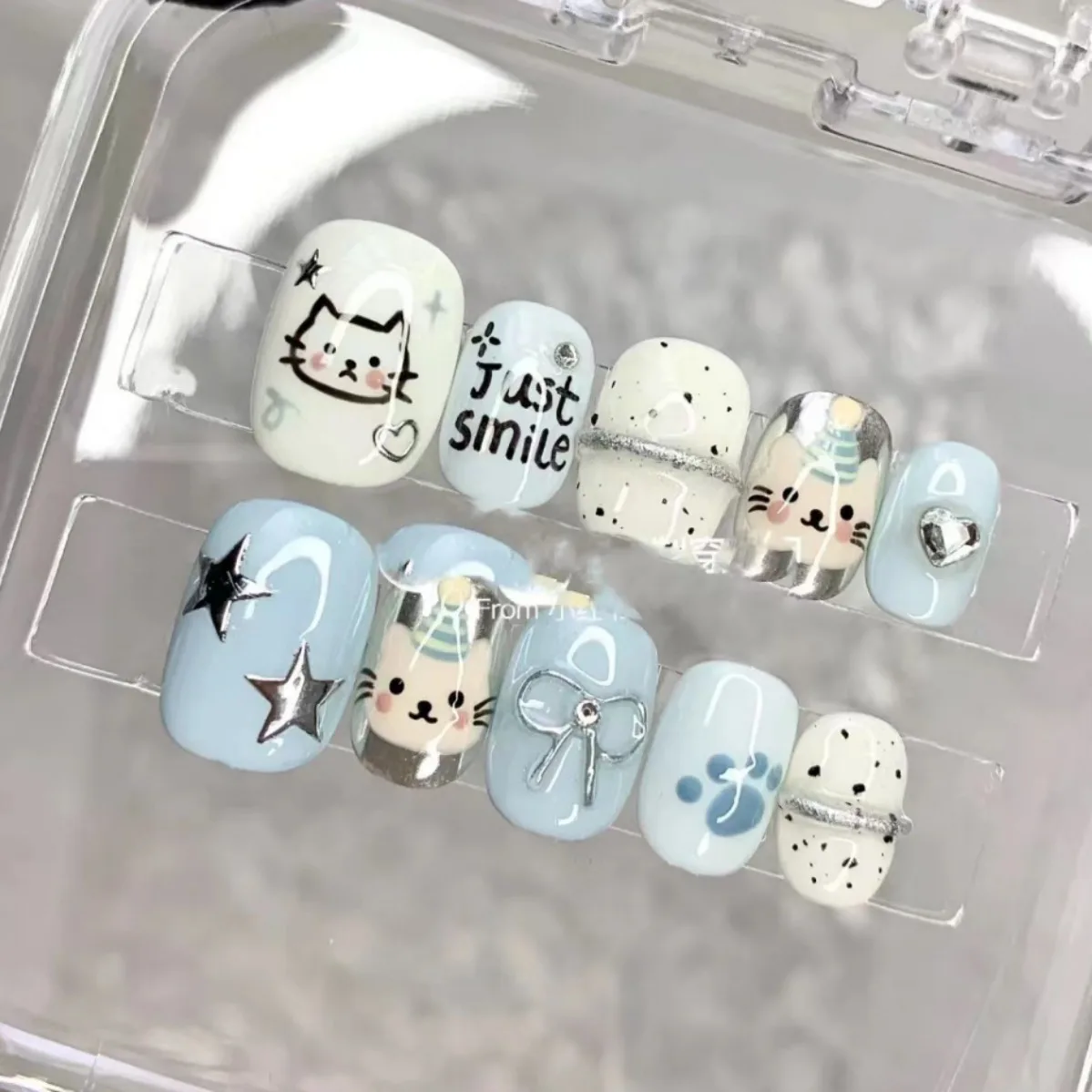 10PCS Blue Cute Cartoon Dog Patterns Press on Nail Sweet Star Bow Short Square Round False Nails Artificial Wearable Fake Nails
10PCS Blue Cute Cartoon Dog Patterns Press on Nail Sweet Star Bow Short Square Round False Nails Artificial Wearable Fake Nails