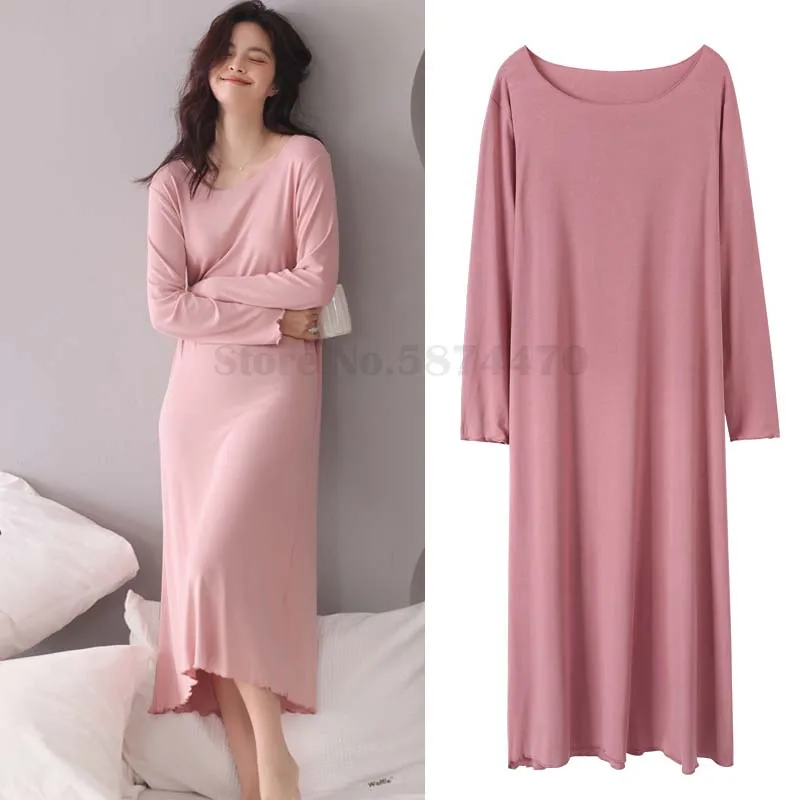 Nightgown Spring Autumn Round Collar Long Sleeve Casual Loose Pendant Thin Wooden Ear Edge Nightdress Modal Sleepwear Home Wear
Nightgown Spring Autumn Round Collar Long Sleeve Casual Loose Pendant Thin Wooden Ear Edge Nightdress Modal Sleepwear Home Wear