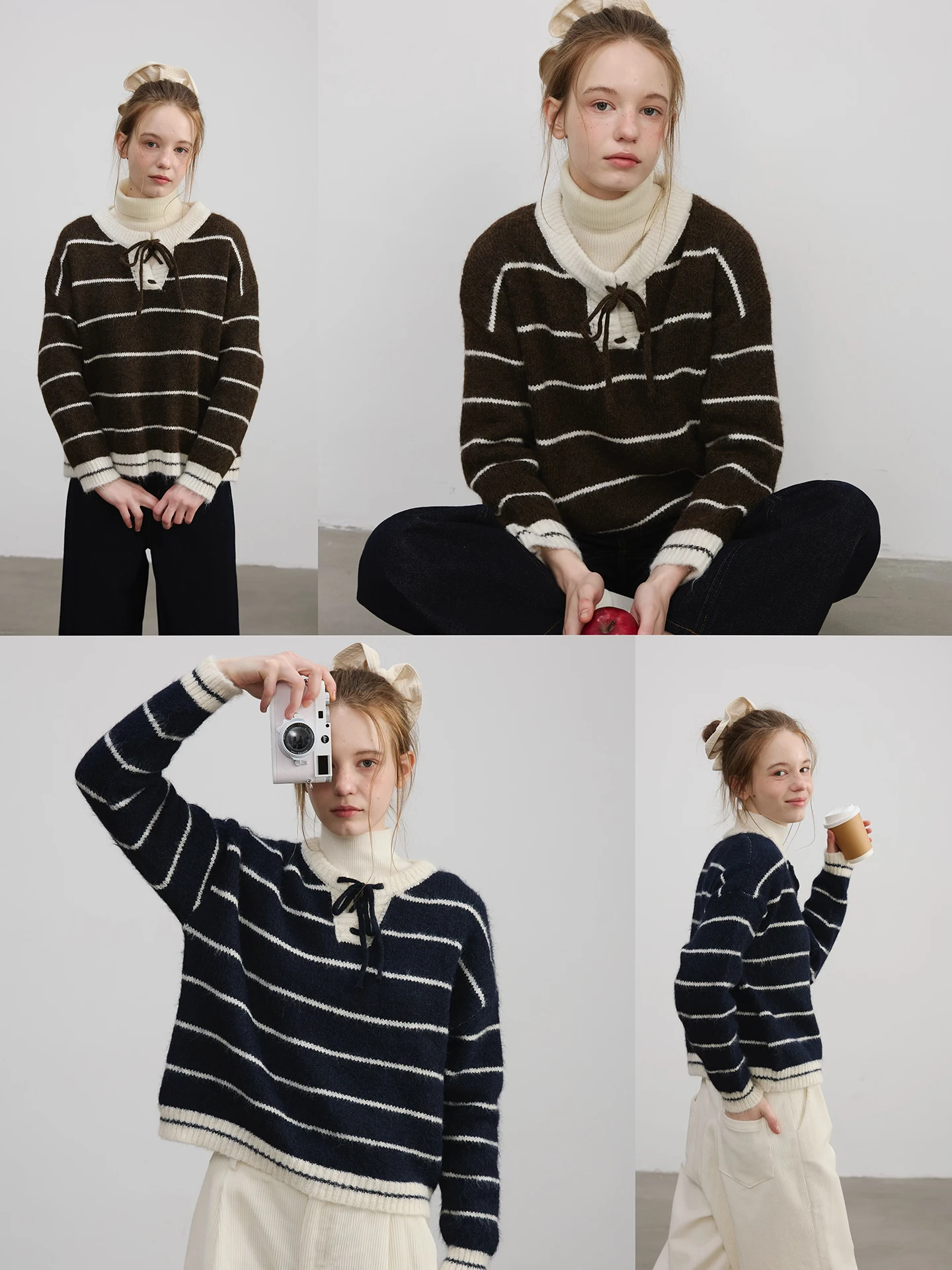 Willbewell College Sle Two-Tone Stripe Bow-Knot Sweater Loose Fit Long Sve High Collar Polyester Acrylic Wool Blend
Willbewell College Sle Two-Tone Stripe Bow-Knot Sweater Loose Fit Long Sve High Collar Polyester Acrylic Wool Blend