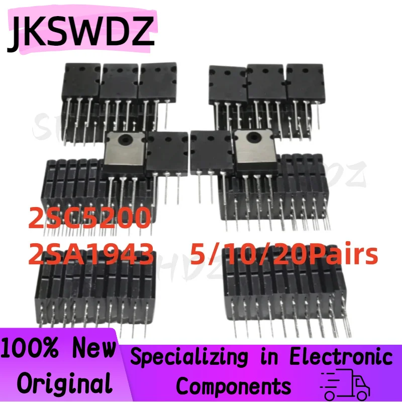 5/10/20Pairs 100% Brand New and Quality 2SC5200 2SA1943 C5200 A1943 TO-3PL High Power Matched Pair Audio Transistors
5/10/20Pairs 100% Brand New and Quality 2SC5200 2SA1943 C5200 A1943 TO-3PL High Power Matched Pair Audio Transistors