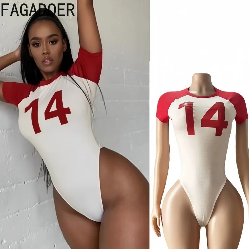 FAGADOER Fashion Letter Print Bodycon Rompers Women Short Sleeve O Neck Patchwork Bodysuits Jumpsuits Female Streetwear Overalls
FAGADOER Fashion Letter Print Bodycon Rompers Women Short Sleeve O Neck Patchwork Bodysuits Jumpsuits Female Streetwear Overalls
