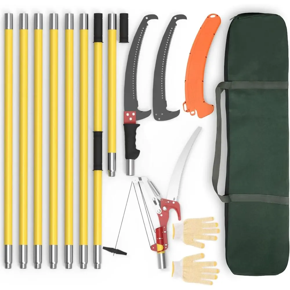 Long-Reach Tree Pruner with Steel Blade and Scissors for High Branch Trimming, 7.3-27 ft Extension Pole Saw
Long-Reach Tree Pruner with Steel Blade and Scissors for High Branch Trimming, 7.3-27 ft Extension Pole Saw