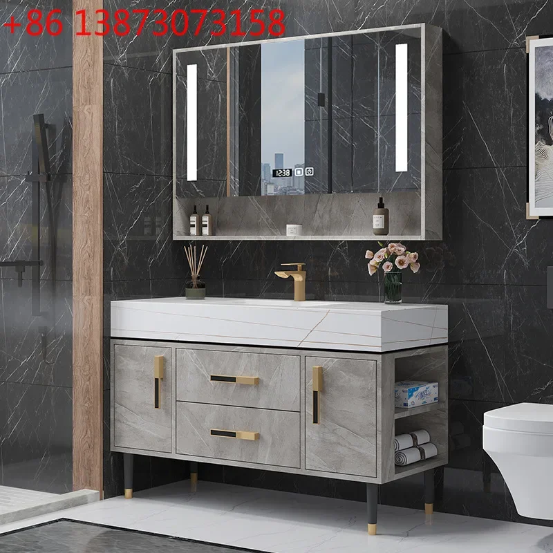 Modern simple smart rock slab integrated seamless basin bathroom cabinet combination floor-to-ceiling solid wood bathroom
Modern simple smart rock slab integrated seamless basin bathroom cabinet combination floor-to-ceiling solid wood bathroom