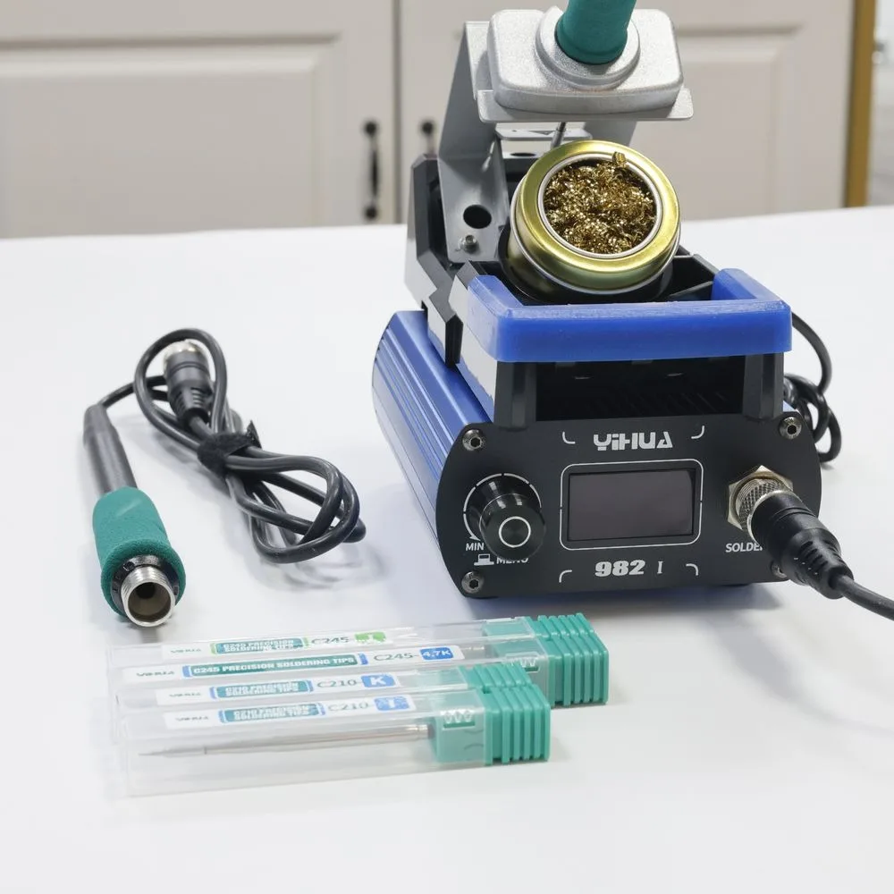 Smart YIHUA 982-I Soldering Iron Kit with Auto Sleep/Shutdown, 90-450℃ Adjustable, Anti-Scald Stand & Sponge (110-240V)
Smart YIHUA 982-I Soldering Iron Kit with Auto Sleep/Shutdown, 90-450℃ Adjustable, Anti-Scald Stand & Sponge (110-240V)