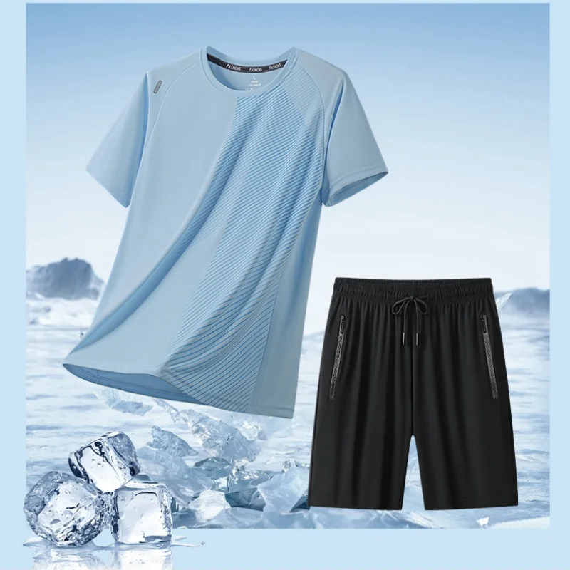 Quick Dry Ice Feeling Casual Sports Set Men's Ice Silk round Neck Short Sleeve T-Shirt Short Ice Silk Quick Dry T-Shirt Men's
Quick Dry Ice Feeling Casual Sports Set Men's Ice Silk round Neck Short Sleeve T-Shirt Short Ice Silk Quick Dry T-Shirt Men's