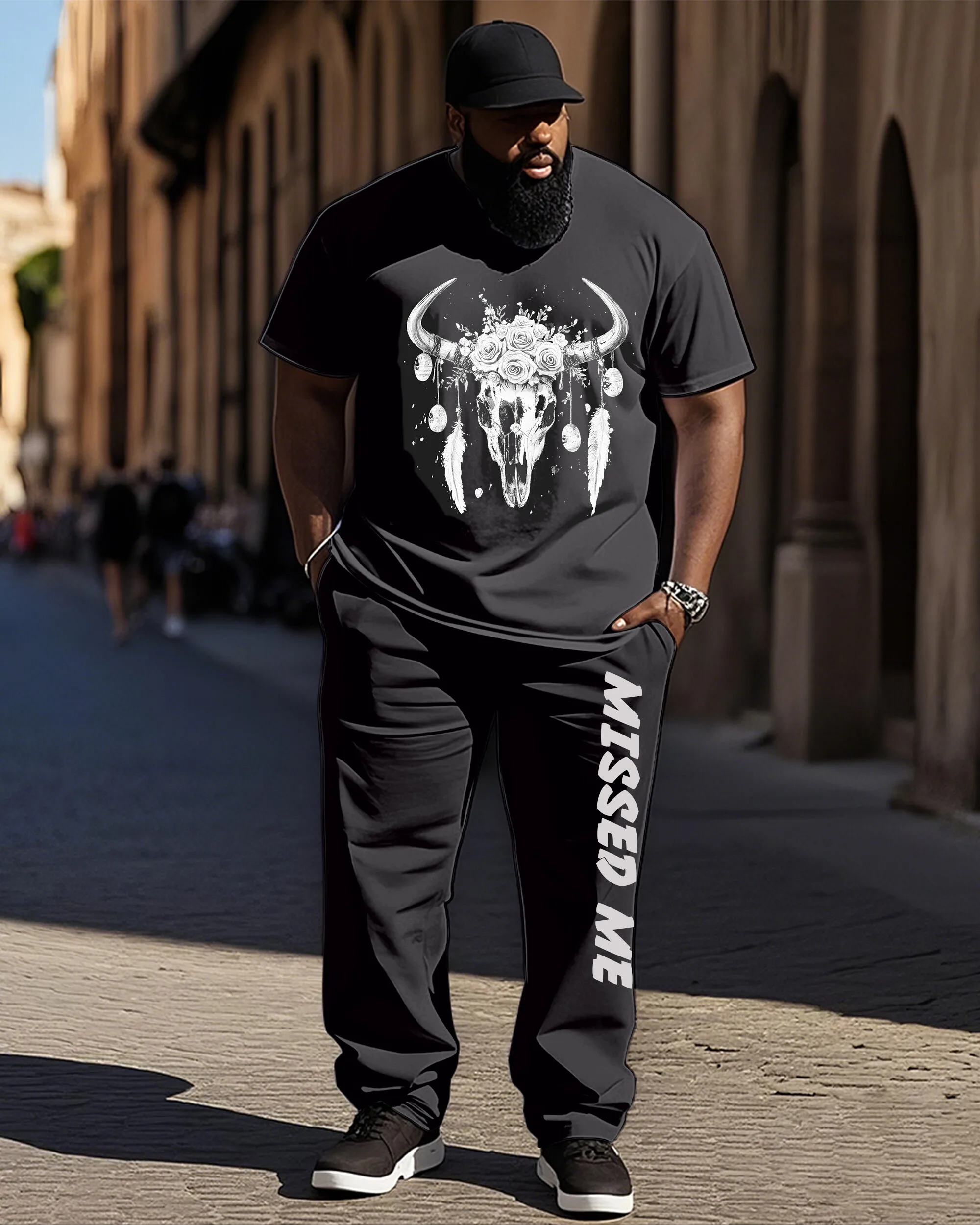 S-9XL Big and Tall Men Western Bull Skull Print 2-Piece T-Shirt & Pants Streetwear Set
S-9XL Big and Tall Men Western Bull Skull Print 2-Piece T-Shirt & Pants Streetwear Set