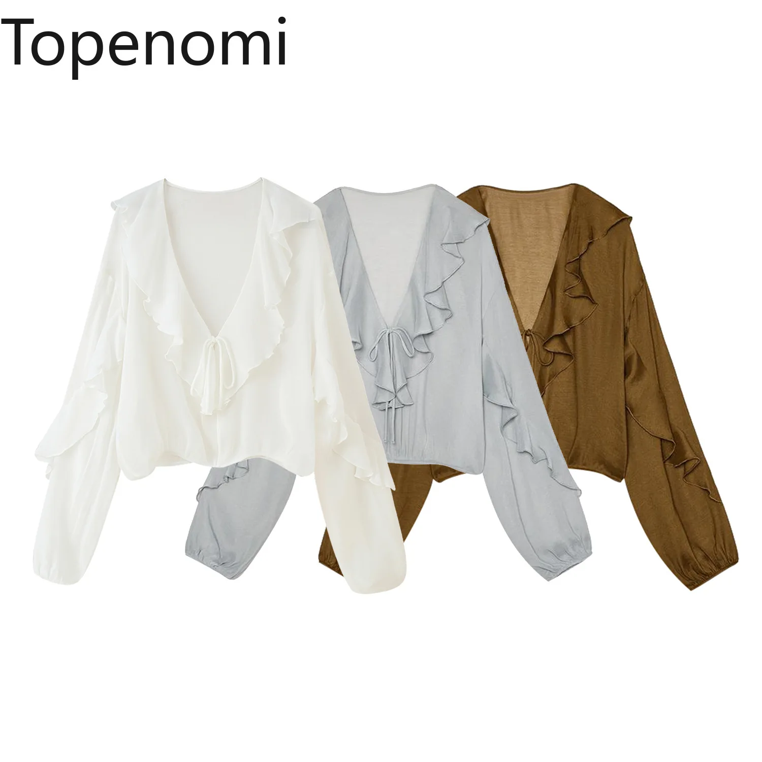 Topenomi V Neck Tierred Ruffle Office Lady Shirt 2025 Summer Long Sleeve Loose Versatile Tops Mujer Korean Elegant Solid Blouses
Topenomi V Neck Tierred Ruffle Office Lady Shirt 2025 Summer Long Sleeve Loose Versatile Tops Mujer Korean Elegant Solid Blouses