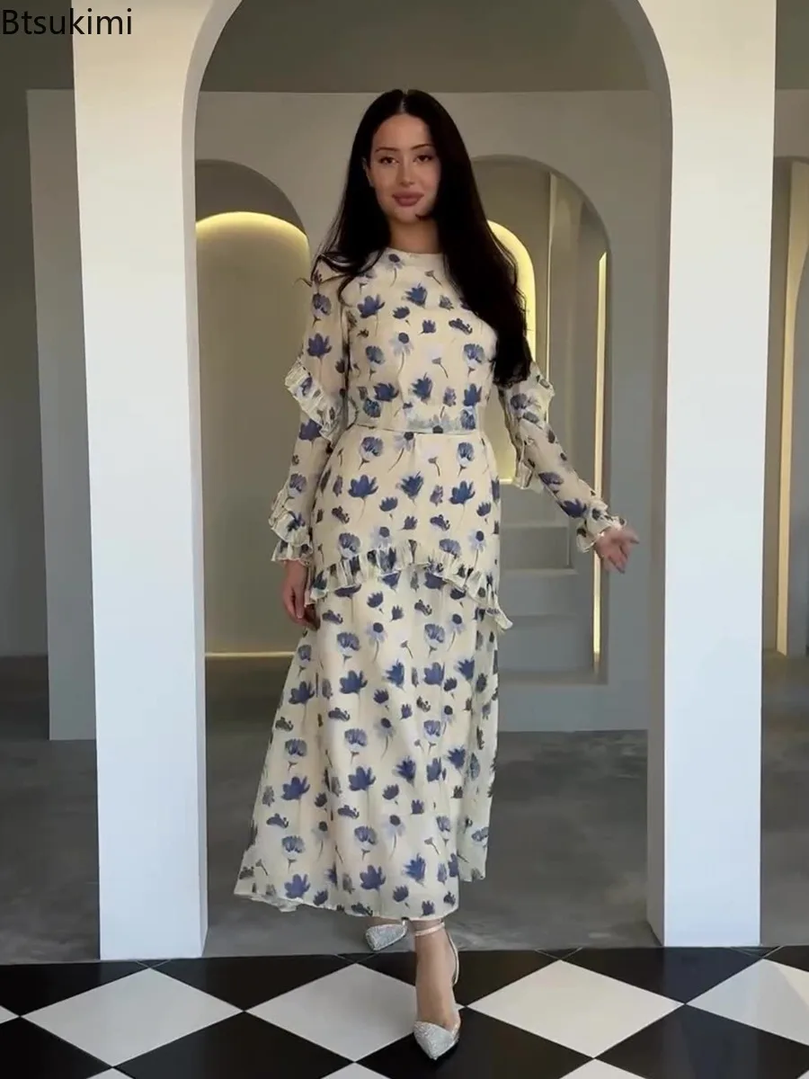 New Women's Spring Autumn Long Dress Elegant Ruffle Floral Printed Dresses Fashion Vintage Muslim Dress for Women Party Vestidos
New Women's Spring Autumn Long Dress Elegant Ruffle Floral Printed Dresses Fashion Vintage Muslim Dress for Women Party Vestidos