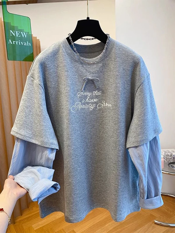 Свободная футболка с длинным рукавом, имитация двухслойности, весна-осень, очень комфортный повседневный топ, корейский стиль, создающий ощущение роскоши
Свободная футболка с длинным рукавом, имитация двухслойности, весна-осень, очень комфортный повседневный топ, корейский стиль, создающий ощущение роскоши