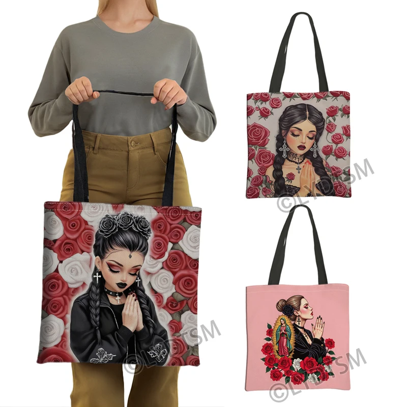 Gothic Girl Prayer Print Shoulder Bag Women Fashion Handbags Casual Totes Rose Ladies Large Capacity Shopping Bags
Gothic Girl Prayer Print Shoulder Bag Women Fashion Handbags Casual Totes Rose Ladies Large Capacity Shopping Bags
