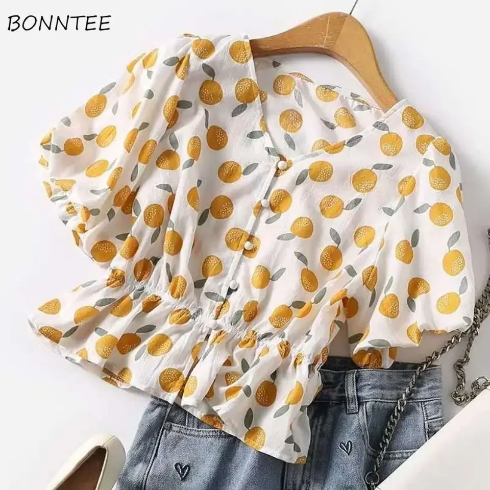 Blouses Women Summer 2020 Sweet Fashion Orange Printed Crop Top Lantern Sleeve Ruffles V-Neck Womens French Shirts Elegant New
Blouses Women Summer 2020 Sweet Fashion Orange Printed Crop Top Lantern Sleeve Ruffles V-Neck Womens French Shirts Elegant New