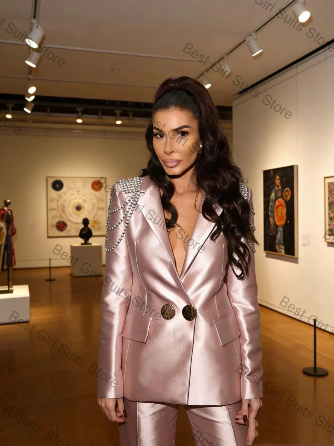 Pink Satin Women Suit Skirt Set 2 Piece Blazer+Pants Beading Spring Formal Office Lady Jacket Customized Wedding Coat
Pink Satin Women Suit Skirt Set 2 Piece Blazer+Pants Beading Spring Formal Office Lady Jacket Customized Wedding Coat