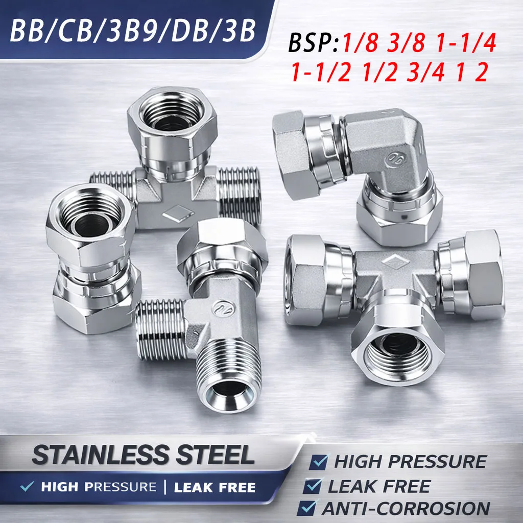 304 stainless steel British internal thread flexible joint external thread 60 degree external cone BB/CB/3B9/DB/3B tee joint
304 stainless steel British internal thread flexible joint external thread 60 degree external cone BB/CB/3B9/DB/3B tee joint