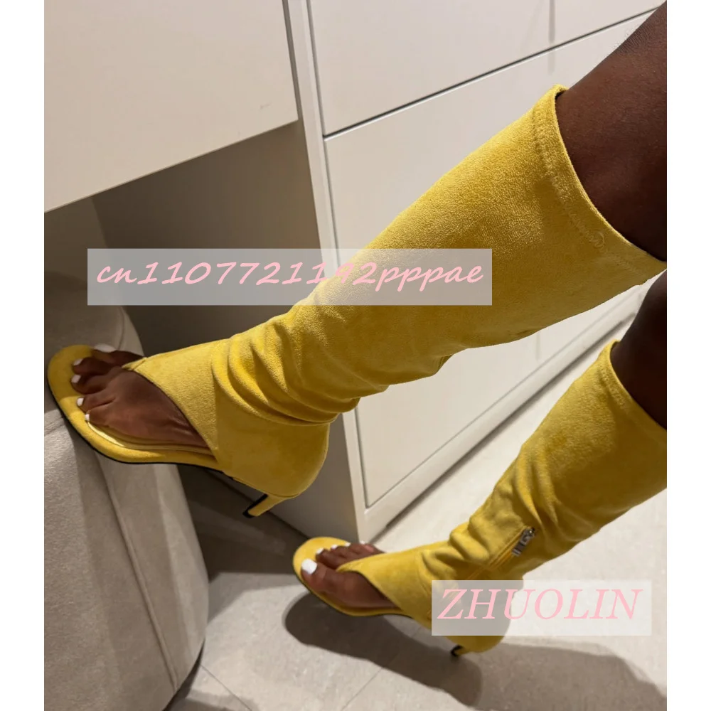 Summer Suede Clip Toe Midsole Boots With Round Toe Slim Heel Side Zipper Elastic Boots Luxury T-Stage Show Gladiator High Heels
Summer Suede Clip Toe Midsole Boots With Round Toe Slim Heel Side Zipper Elastic Boots Luxury T-Stage Show Gladiator High Heels