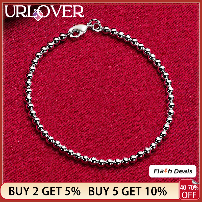 925 Sterling Silver Bracelet 4mm Bead Chain Bracelets For Woman Party Wedding Fashion Jewelry Lady Bangles Lovers Birthday Gifts
925 Sterling Silver Bracelet 4mm Bead Chain Bracelets For Woman Party Wedding Fashion Jewelry Lady Bangles Lovers Birthday Gifts