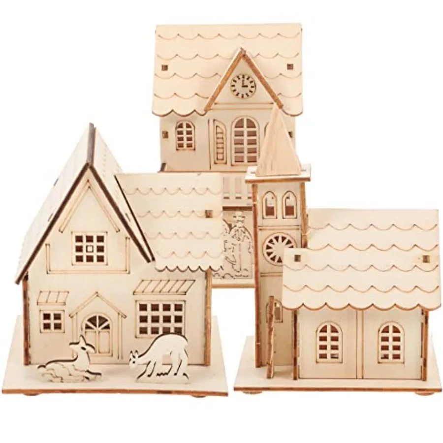 3 Pcs Christmas Village Houses: Led Light Wooden House with Battery, Unfinished Rustic Holiday Village Decor - Perfect for Chri
3 Pcs Christmas Village Houses: Led Light Wooden House with Battery, Unfinished Rustic Holiday Village Decor - Perfect for Chri