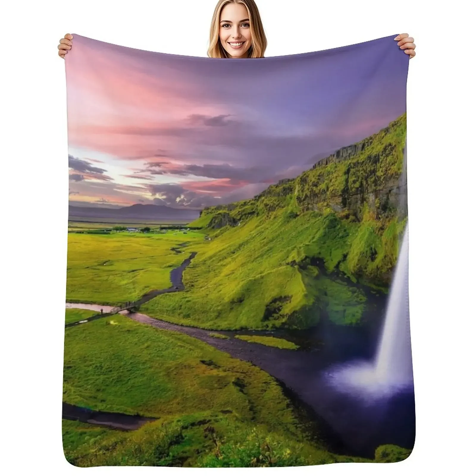Iceland Seljalandsfoss waterfall and surrounding green cliff landscape nature color photograph Throw Blanket Thermal Blanket
Iceland Seljalandsfoss waterfall and surrounding green cliff landscape nature color photograph Throw Blanket Thermal Blanket