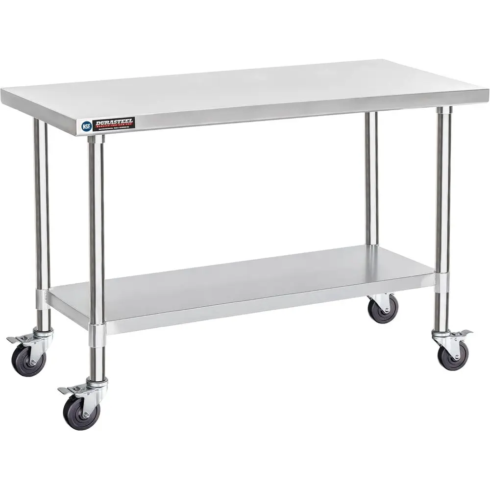 Heavy-Duty Stainless Steel Food Prep Table with Rolling Wheels and Undershelf for Kitchen, Restaurant, and Outdoor Use
Heavy-Duty Stainless Steel Food Prep Table with Rolling Wheels and Undershelf for Kitchen, Restaurant, and Outdoor Use