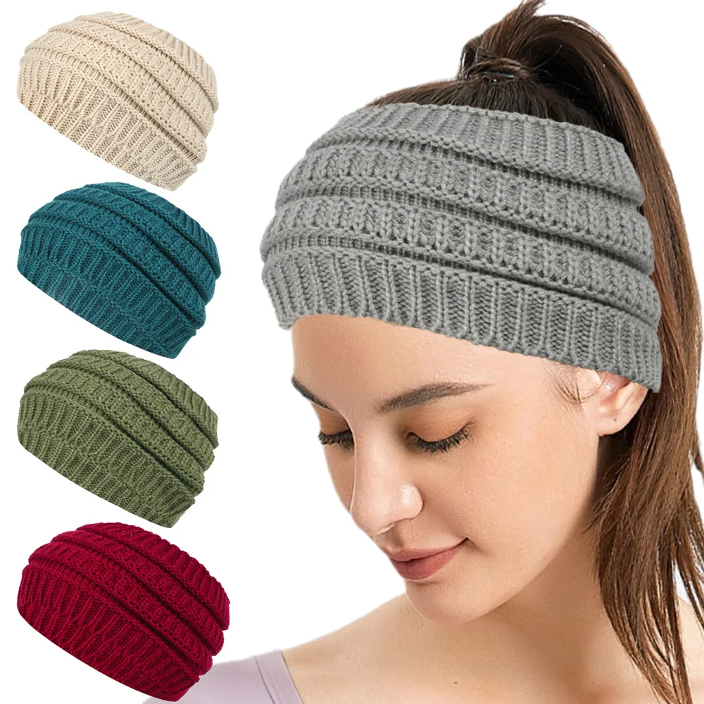 Wide wool headband autumn and winter women's knitted headband face wash cover European and American empty top ponytail wool hat
Wide wool headband autumn and winter women's knitted headband face wash cover European and American empty top ponytail wool hat