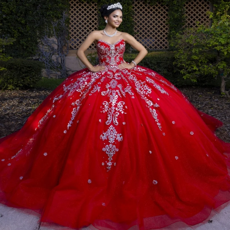 Red Shiny Quinceanera Dresses Ball Gown Off The Shoulder Applique Lace Beading Crystal Bow Tull Corset Party Birthday Sweet 16
Red Shiny Quinceanera Dresses Ball Gown Off The Shoulder Applique Lace Beading Crystal Bow Tull Corset Party Birthday Sweet 16