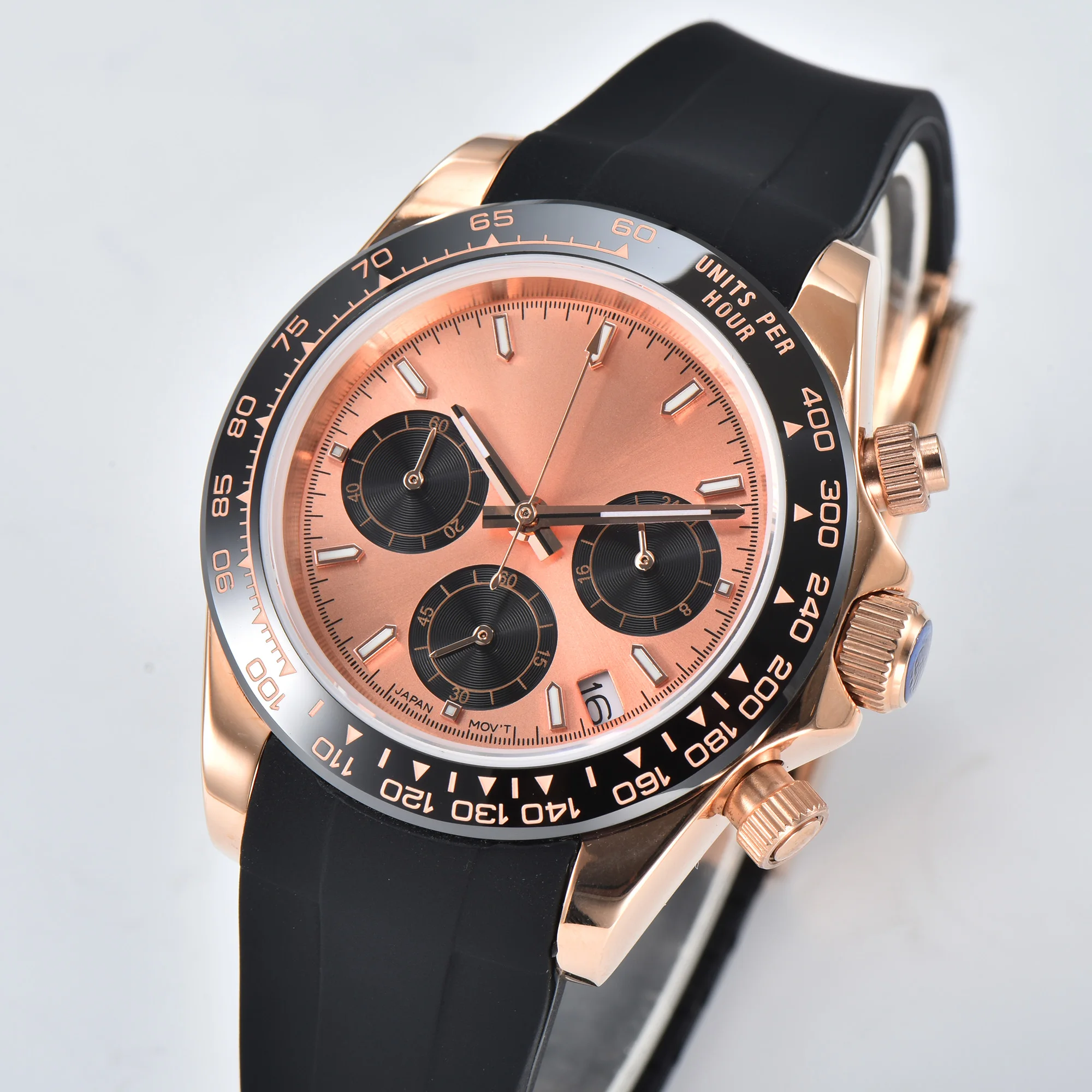 39MM Rose Gold Case Sapphire Glass Quartz Business Watch for Men Top Brand Luxury Waterproof Men Chronograph VK63 Men's Watches
39MM Rose Gold Case Sapphire Glass Quartz Business Watch for Men Top Brand Luxury Waterproof Men Chronograph VK63 Men's Watches