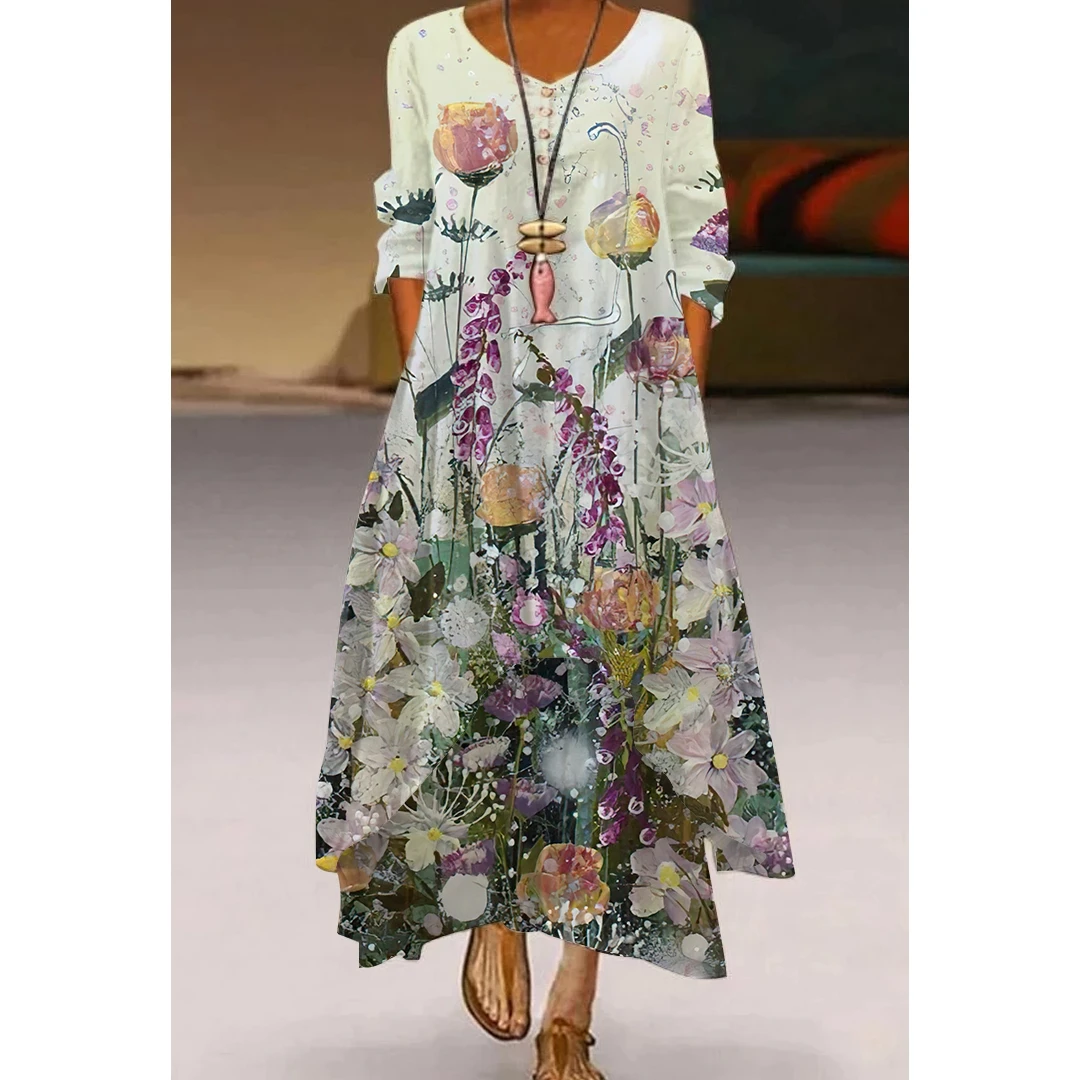 Summer Women's Fashion Long Dress Elegant Casual Dresses Long Sleeve Streetware Beach Women Sexy Loose V-neck To Knee Dress
Summer Women's Fashion Long Dress Elegant Casual Dresses Long Sleeve Streetware Beach Women Sexy Loose V-neck To Knee Dress