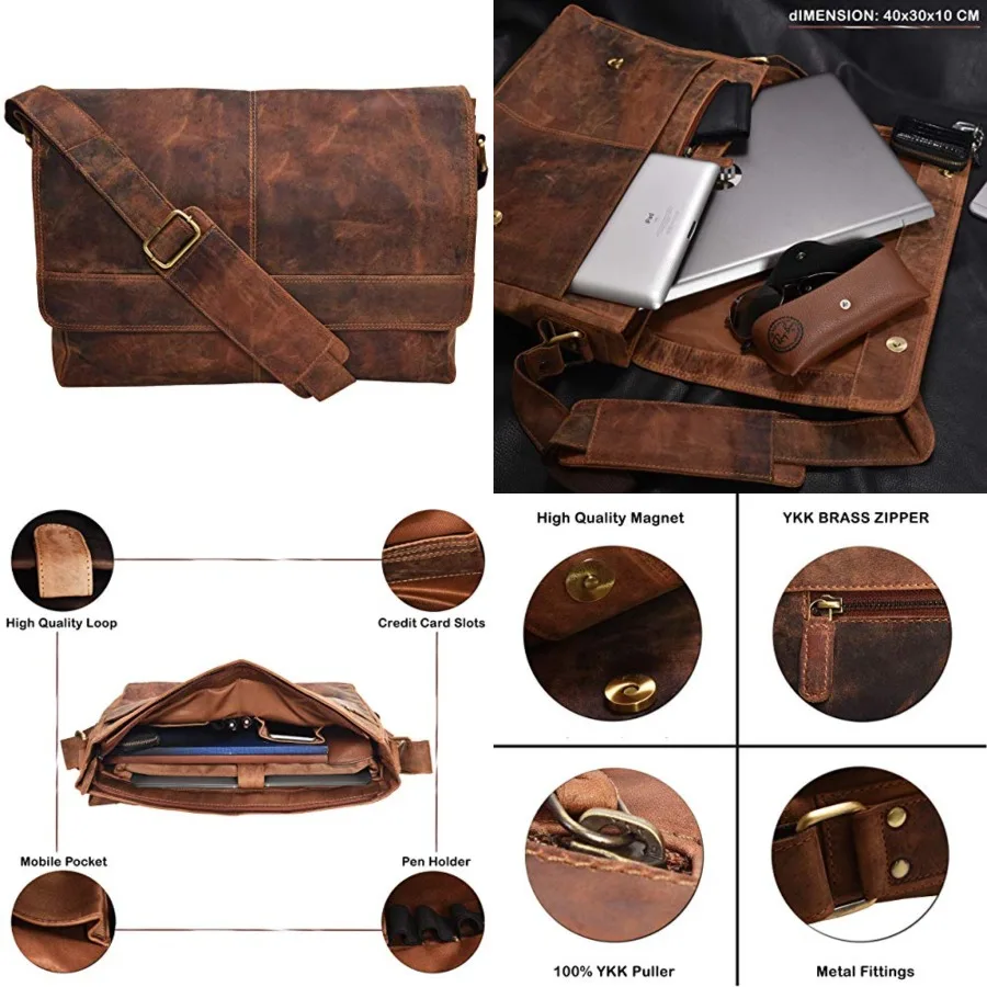 VALENCHI Vintage Leather Messenger Bag for Men and Women 14inch Laptop Bag for College Work and Travel- Handmade
VALENCHI Vintage Leather Messenger Bag for Men and Women 14inch Laptop Bag for College Work and Travel- Handmade