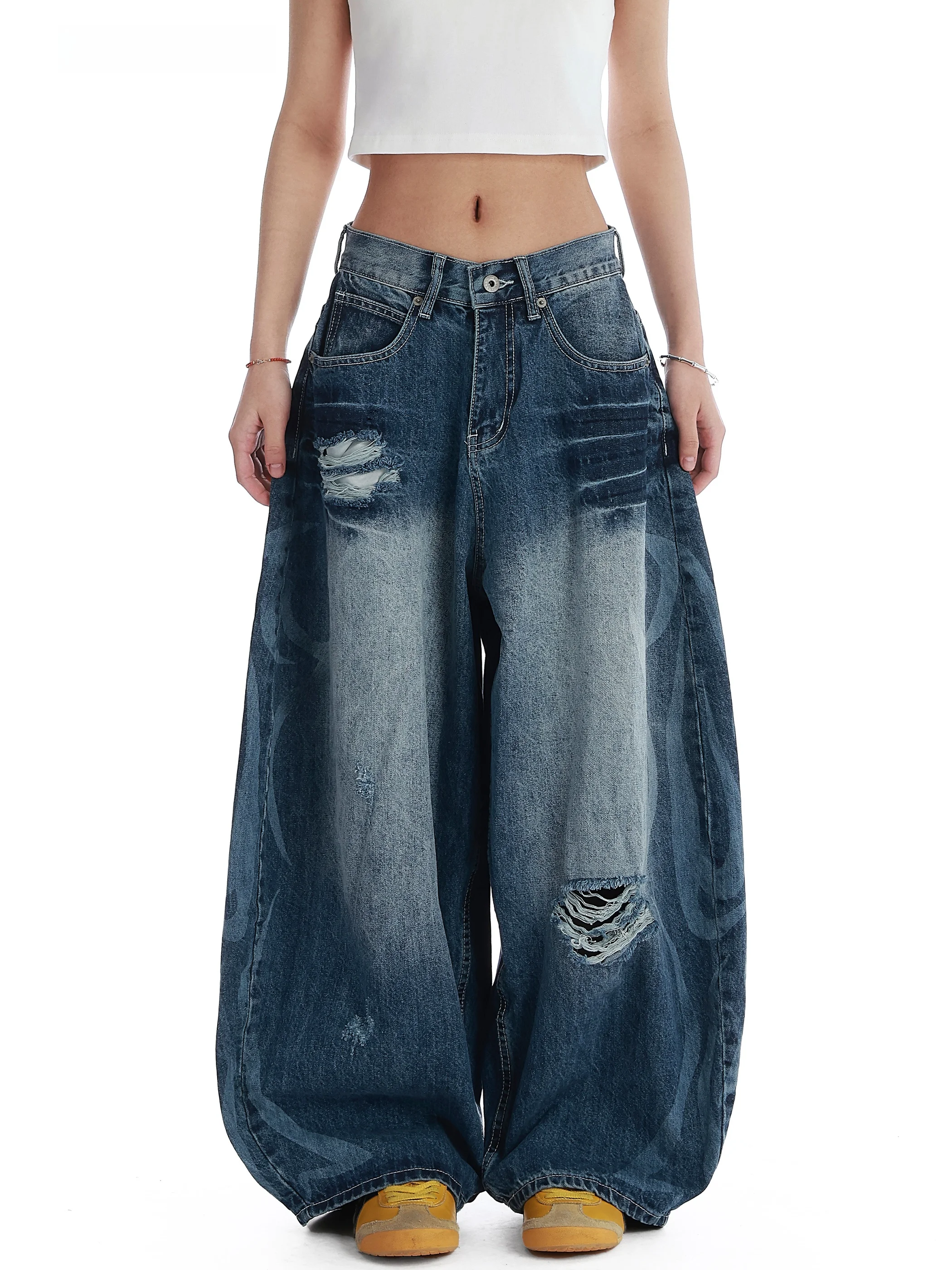 American Retro Waed Loose Women's Jeans High Street Casual Wide Leg Floor-Length Pants Knife Hole Design Cotton l Waist
American Retro Waed Loose Women's Jeans High Street Casual Wide Leg Floor-Length Pants Knife Hole Design Cotton l Waist