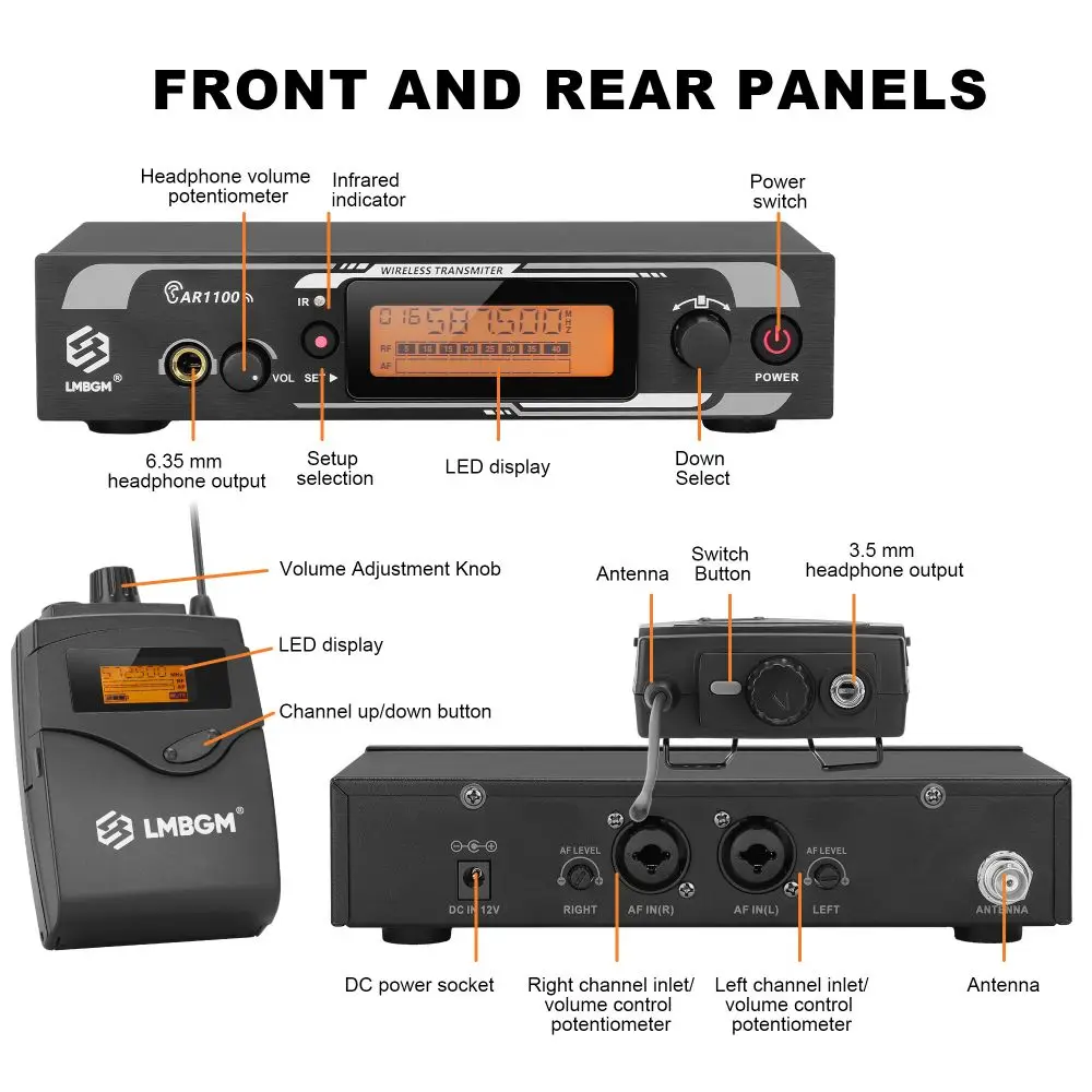 LBMGM-AR1100 Professional Wireless In Ear Monitoring System Single Channel Infrared Frequency Pairing Suitable for Stage Use
LBMGM-AR1100 Professional Wireless In Ear Monitoring System Single Channel Infrared Frequency Pairing Suitable for Stage Use