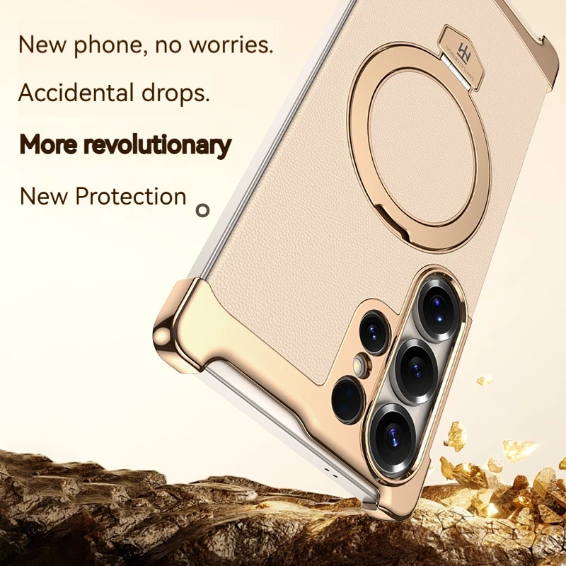 Coque Phone Luxury Leather Frameless Magnetic Phone Case For Samsung S26U S25 S24 Ultra Metal Bracket kickstand Shockproof Cover
Coque Phone Luxury Leather Frameless Magnetic Phone Case For Samsung S26U S25 S24 Ultra Metal Bracket kickstand Shockproof Cover