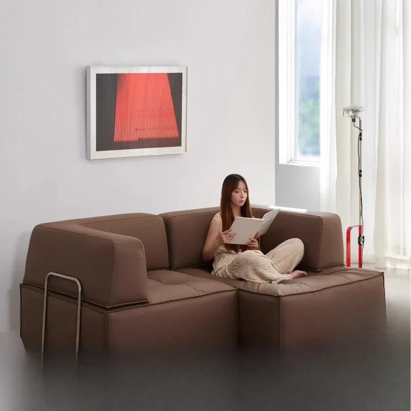 Leather art minimalist small apartment American free combination module tofu block brown retro leather sofa
Leather art minimalist small apartment American free combination module tofu block brown retro leather sofa