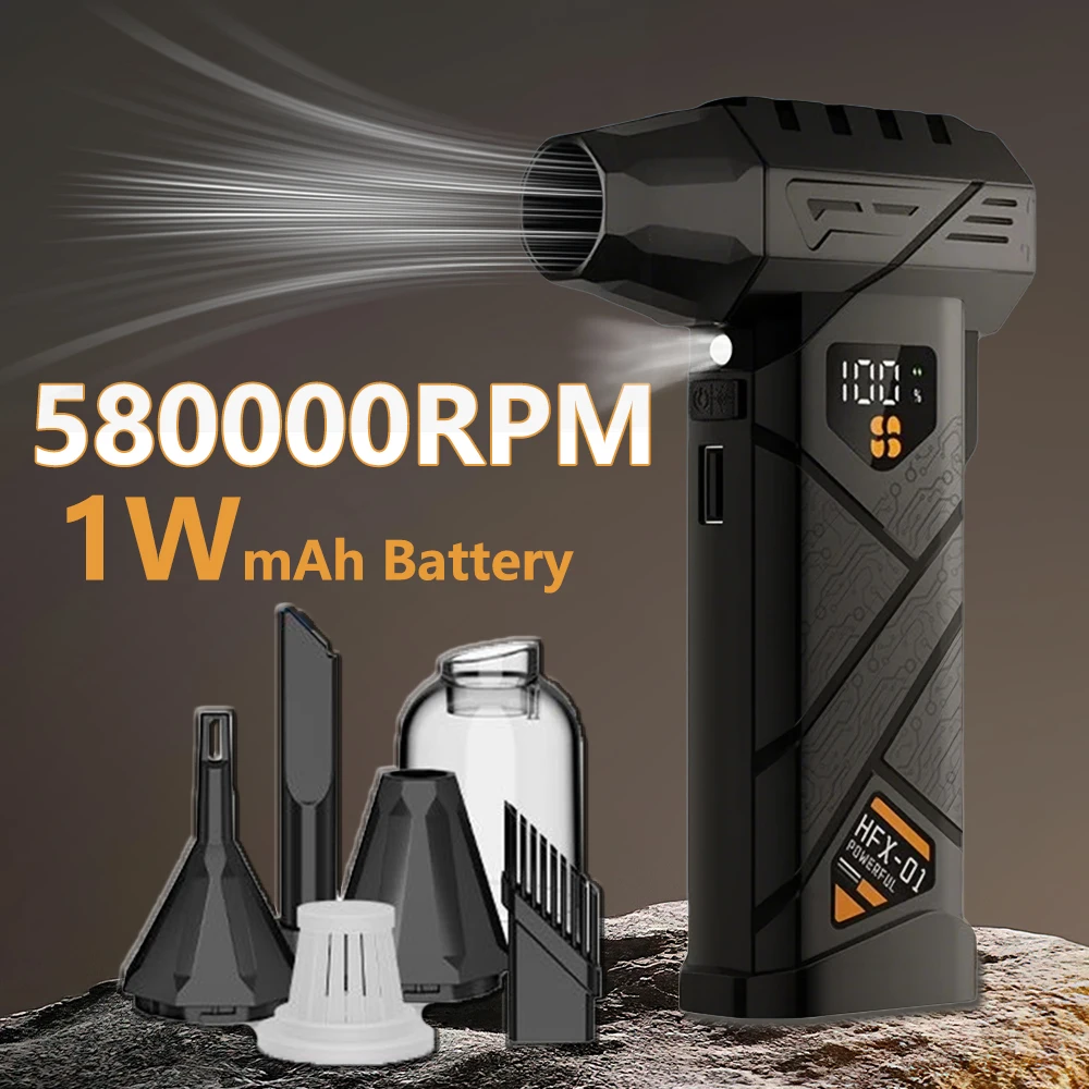 10000mAh Violent Fan with LED Lighting 580000RPM Electric Air Blower Vacuum Kit Turbo Jet Fan Type-C Charging Brushless Motor
10000mAh Violent Fan with LED Lighting 580000RPM Electric Air Blower Vacuum Kit Turbo Jet Fan Type-C Charging Brushless Motor