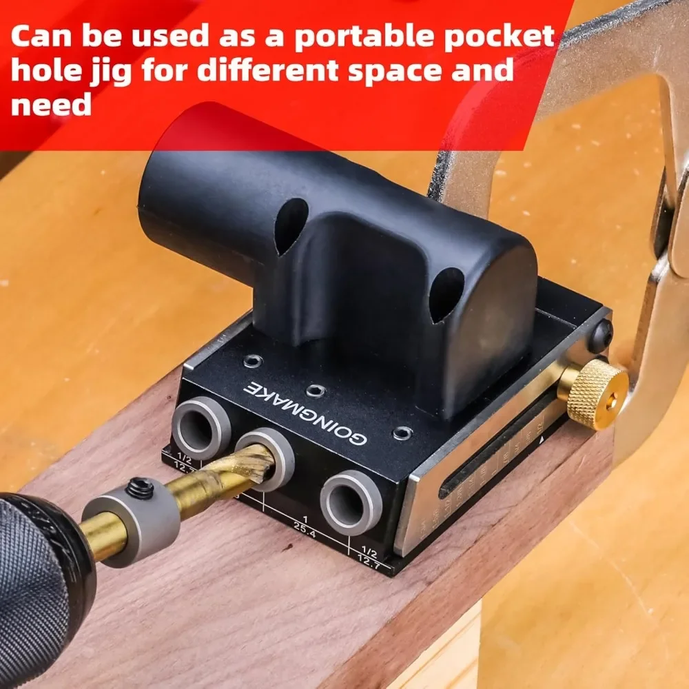 3/8 Inch Adjustable Pocket Hole Jig Kit with Quick Clamp Dust Collection System Woodworking Drill Guide Tool Set
3/8 Inch Adjustable Pocket Hole Jig Kit with Quick Clamp Dust Collection System Woodworking Drill Guide Tool Set