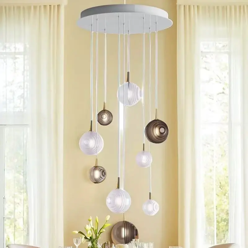 Minimalist Brown/White Spiral Glass ball LED Chandelier lustre Hardware Hanging wire Adjustable Ceiling for Bedroom dining room
Minimalist Brown/White Spiral Glass ball LED Chandelier lustre Hardware Hanging wire Adjustable Ceiling for Bedroom dining room