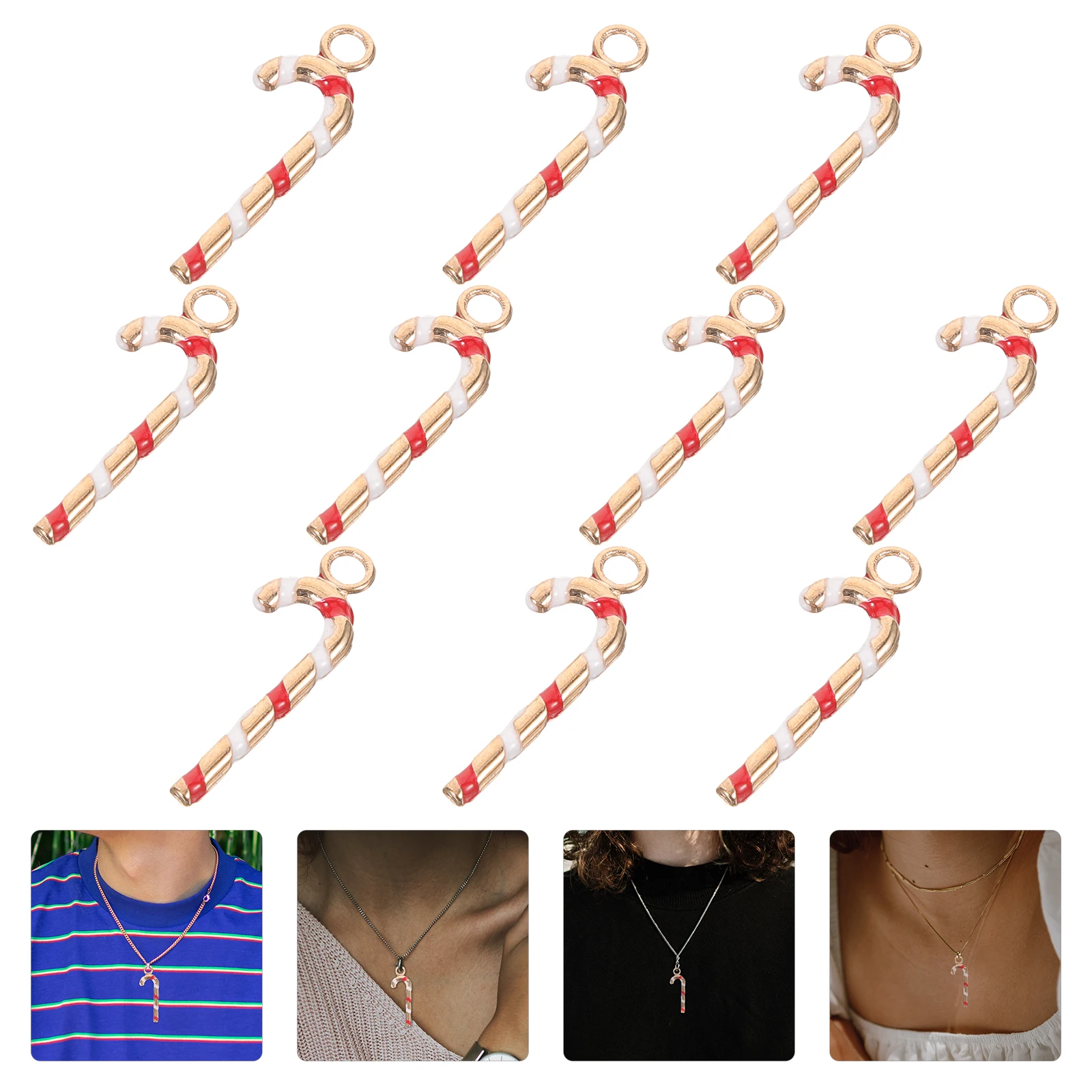 10 Pcs Crutch Christmas Pendant Charm Bracelet Gold Alloy Candy Cane Jewelry Accessory
10 Pcs Crutch Christmas Pendant Charm Bracelet Gold Alloy Candy Cane Jewelry Accessory