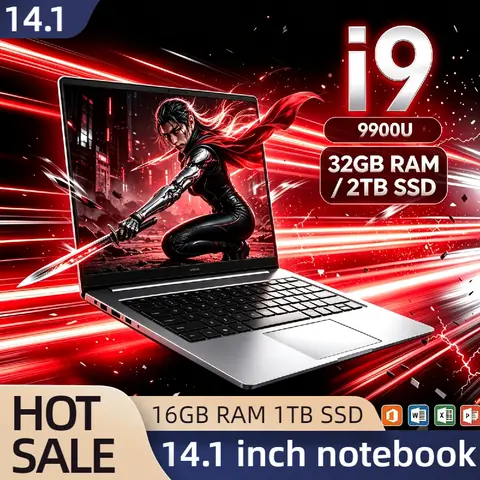 2026 Intel i9 9900 Ultra Slim 14.1 Inch Laptop 32GB RAM 2TB SSD Pro Gaming Notebook 1920x1080 Office High Performance