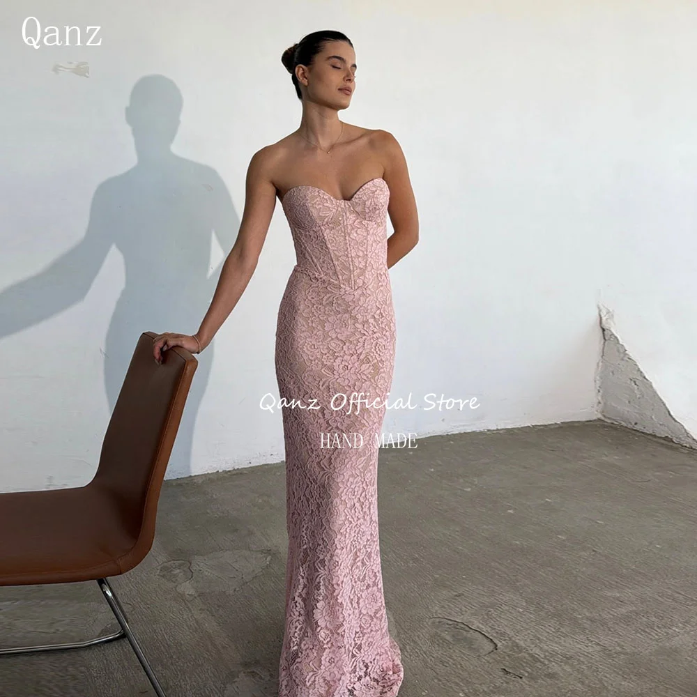 Qanz Pink Lace Wedding Guest Dress Women Mermaid Sweetheart Evening Dresses Floor Length Vestidos Feminino Elegante Customized
Qanz Pink Lace Wedding Guest Dress Women Mermaid Sweetheart Evening Dresses Floor Length Vestidos Feminino Elegante Customized