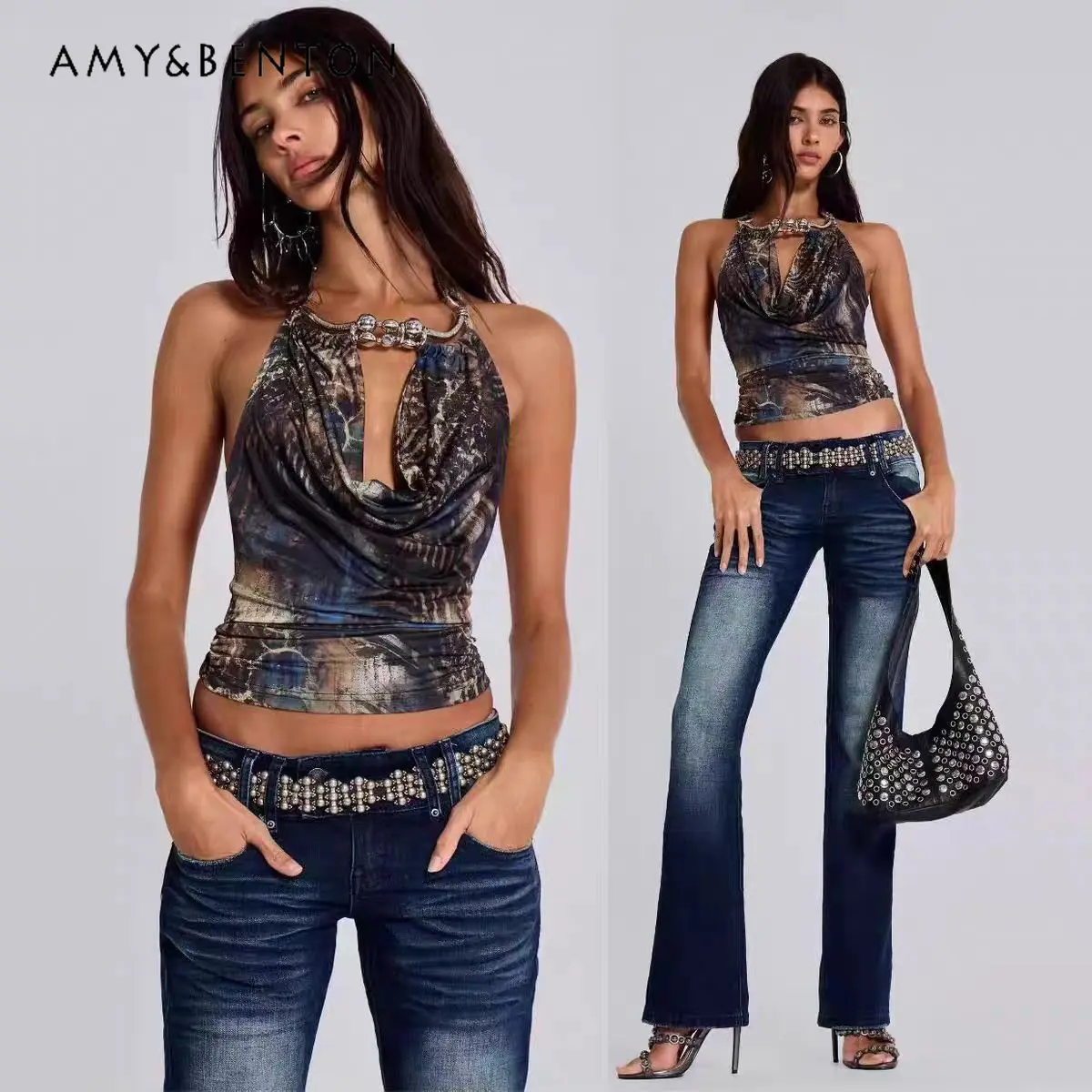 2026 Summer New American Retro Street Style Women's Tie-dye Metal Neck Hollow Halter Sexy Casual Short Slim Tanks Top
2026 Summer New American Retro Street Style Women's Tie-dye Metal Neck Hollow Halter Sexy Casual Short Slim Tanks Top