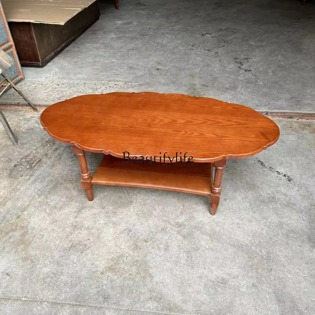 French retro pure solid wood double-layer coffee table high-end art petal low table
French retro pure solid wood double-layer coffee table high-end art petal low table
