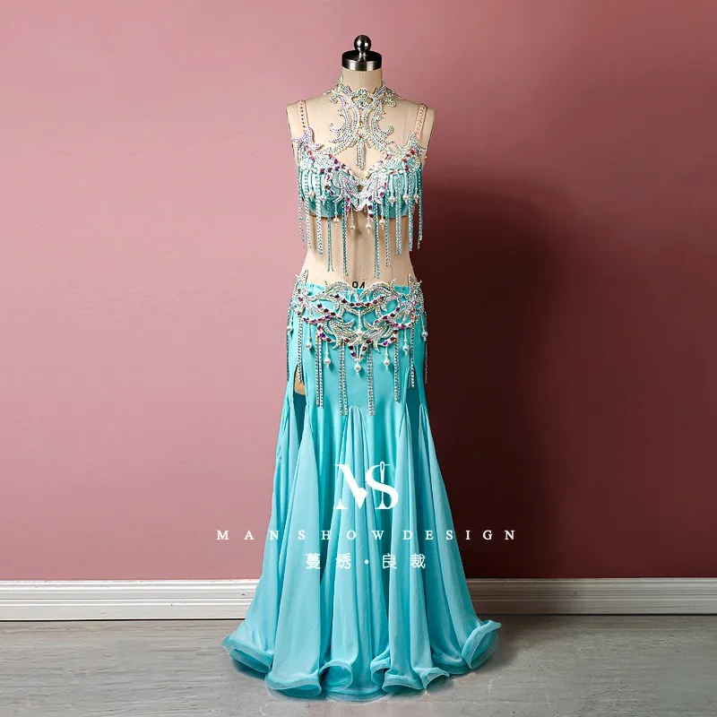 customized belly dance performance costume pearl rhinestone tassel chiffon hip wrapped fish tail necklace set
customized belly dance performance costume pearl rhinestone tassel chiffon hip wrapped fish tail necklace set