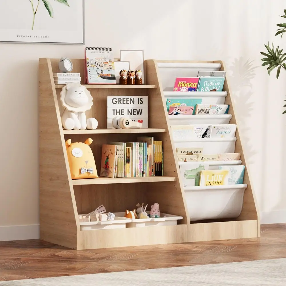 4 Tier Kids Wooden Bookshelf,Five Layer Sling Children Bookcase,Baby Storage Book Rack,Book and Toy Organizer Cabinet Chest,Boo
4 Tier Kids Wooden Bookshelf,Five Layer Sling Children Bookcase,Baby Storage Book Rack,Book and Toy Organizer Cabinet Chest,Boo