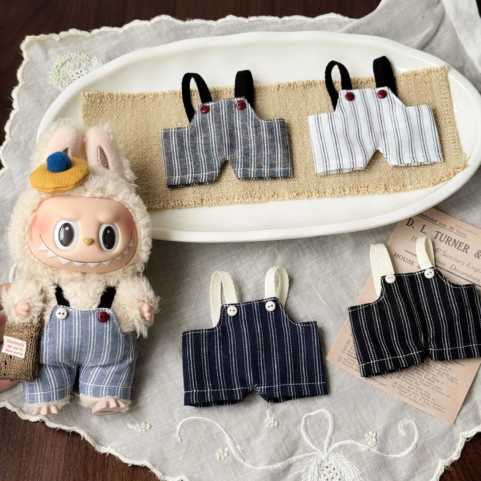 Clothes for 17cm Labubu Outfits Vintage Striped Overalls Clothes for Mini Plush Figures & Replaceable Wear Labubu Accessories 
Clothes for 17cm Labubu Outfits Vintage Striped Overalls Clothes for Mini Plush Figures & Replaceable Wear Labubu Accessories