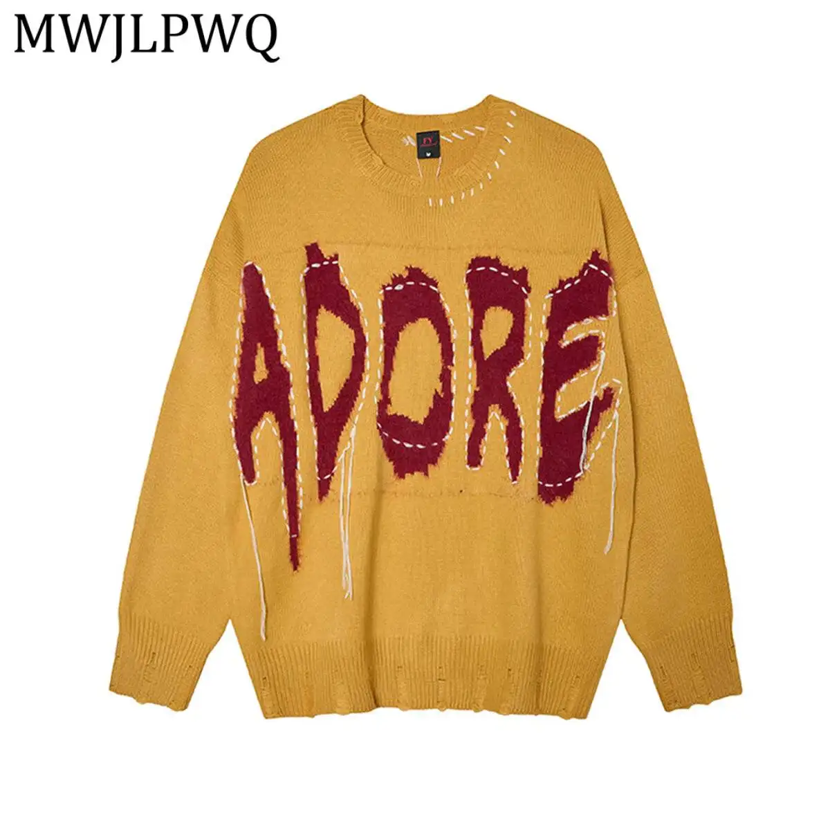 MWJLPWQ Men's Distressed Knit Pullover Frayed Stitch Applique Tassel Detail Ripped Edge Oversized Soft Knit Layering Wear 16820
MWJLPWQ Men's Distressed Knit Pullover Frayed Stitch Applique Tassel Detail Ripped Edge Oversized Soft Knit Layering Wear 16820