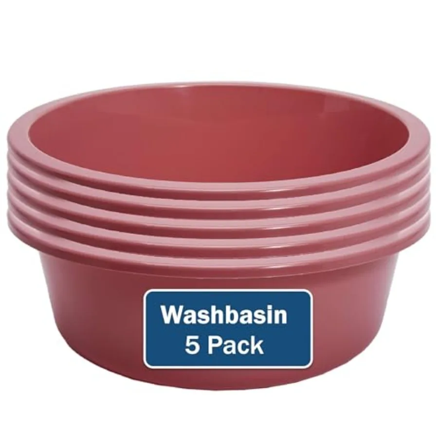 Plastic Wash Basin - 5 Pack of 5 Liter Round Plastic Tub with Rolled Rim - Good for Washing Veggies, Laundry, and Hands and Fee
Plastic Wash Basin - 5 Pack of 5 Liter Round Plastic Tub with Rolled Rim - Good for Washing Veggies, Laundry, and Hands and Fee